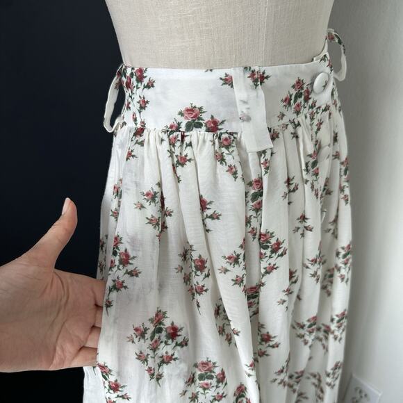 Brock Collection Womens Silk Cotton Floral Midi Skirt Button Pockets Italy - Picture 13 of 16